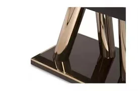 Light Luxury Designer Solid Wood Console Stainless Steel Base Dining Table High end Luxury Villa Dining Table