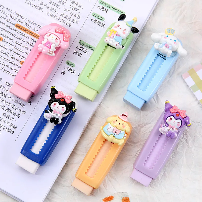 Cartoon sliding eraser with stretchable clean sliding erasercute and scratch free rubber anime stationery