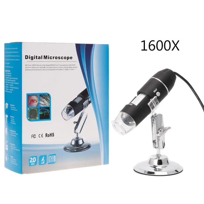Digital USB Microscope 1600X Mini Handheld Endoscope 3in1 Type-C USB Electronic Microscope