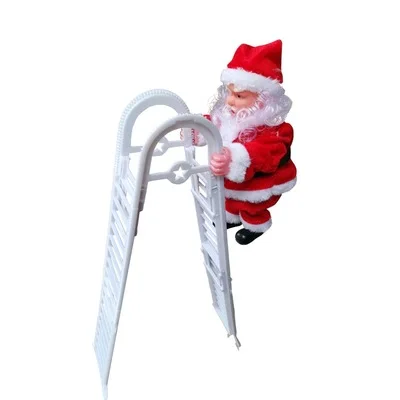 Новый Рождественский подарок H41, электрическое украшение в виде лестницы Санта Клауса, Рождественское украшение, музыкальная электрическая плюшевая игрушка в виде Санта Клауса (1600163039714)