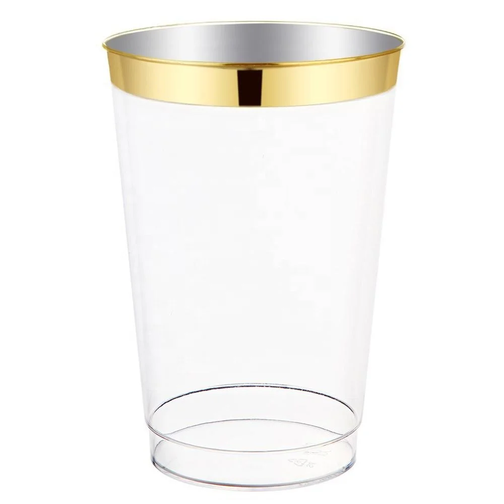 
Plastic Cup with Gold Rim Wedding Disposable Plastic Cups 
