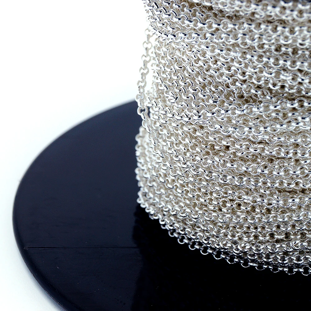 Wholesale Machine Made 2mm Curb 925 Pure Sterling Original Silver Chain for Men 925 Roll Making