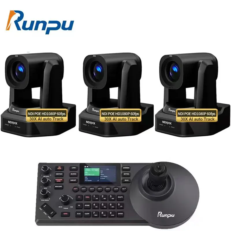 Runpu HD66A-30N студийная PTZ камера NDI | HX 30X SDI для трансляции видеоконференций решение + IP контроллер комплект