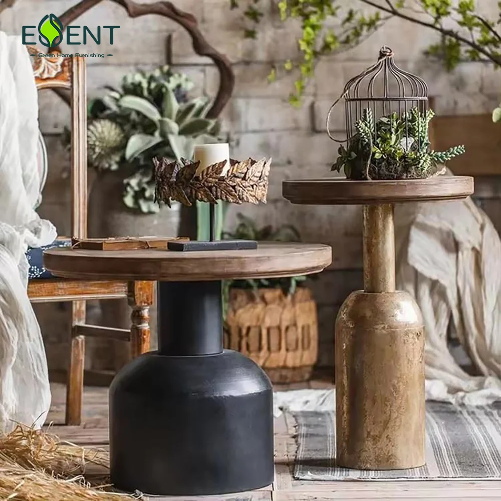 Essent Farmhouse Style Wooden Center Table Living Room Antique Furniture Vintage Rustic Coffee Table For Home Coffee Table