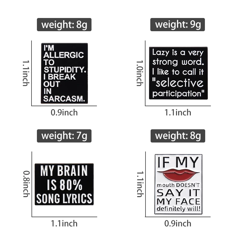 Text Quotes Enamel Pins Custom MY BRAIN IS 80% SONG LYRICS Brooches Lapel Badges Funny Jewelry Gift for Kids Friends