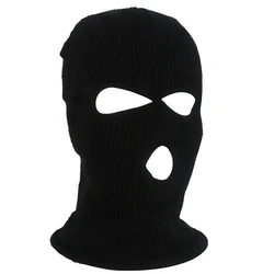 Wholesale 3 Hole Knitted Full Face Cover Ski Face Mask Winter Pure Color Warm Balaclavas Hat Motorcycle Cycling Beanie Hood