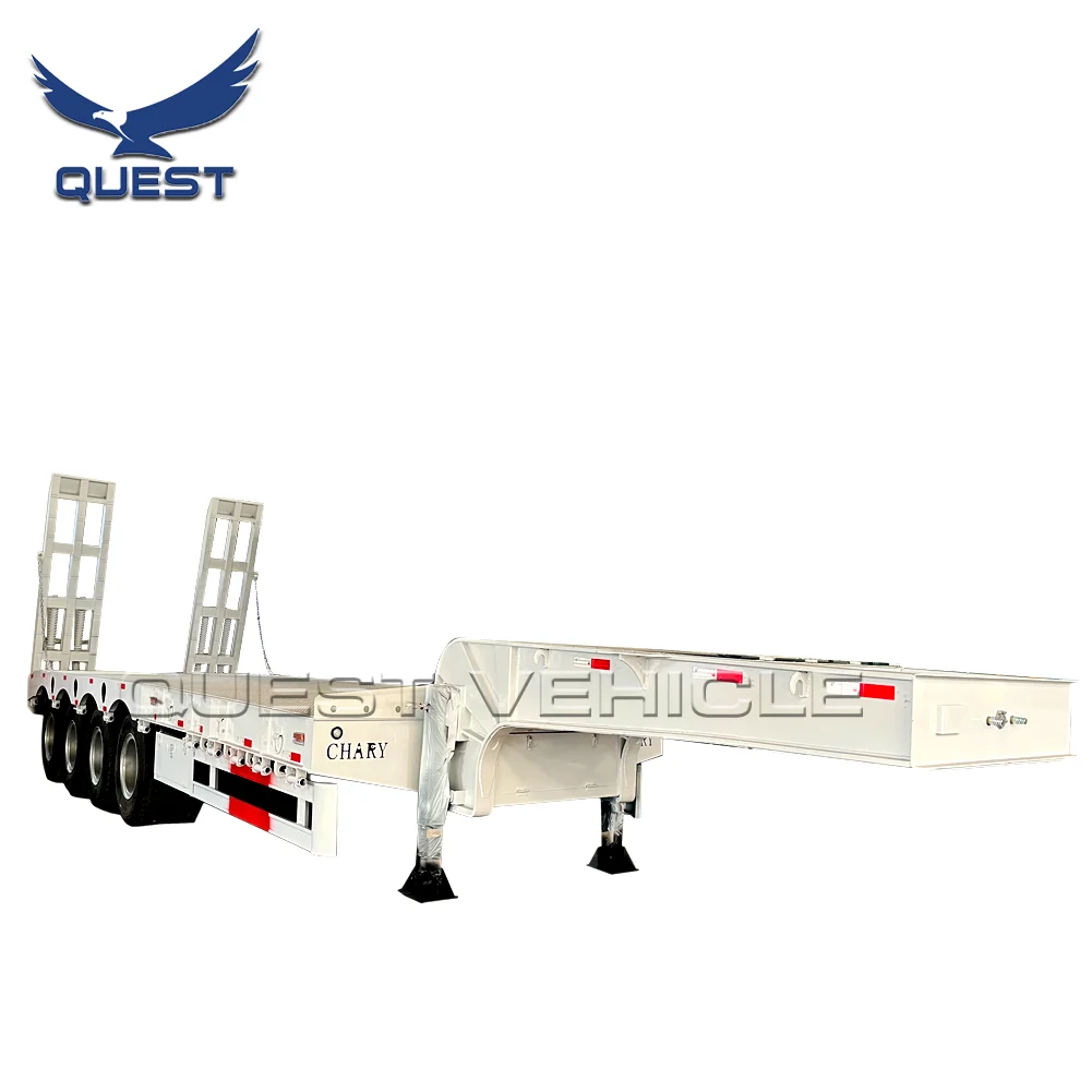 High Quality 4 Axles 70-80 Tons Low Bed Truck Semi Trailer Heavy Machine Truck Trailers