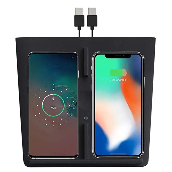 OEM Wireless Charger Dual USB Ports 20W Output Car Wireless Charger For Tesla Model 3 Fit for iPhone 11