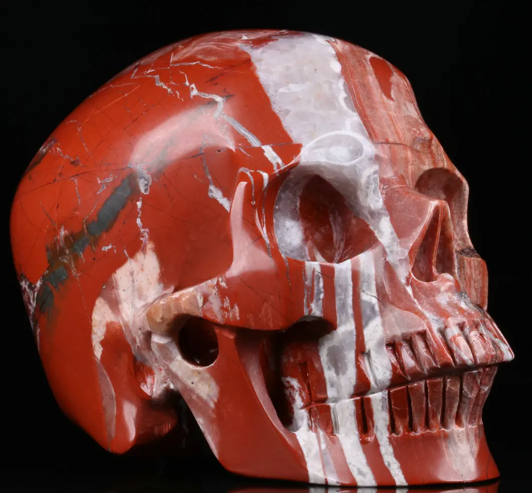 Huge 5.0 Red Jasper crystal skulls carved Super Realistic crystal skulls wholesale  For Decoration