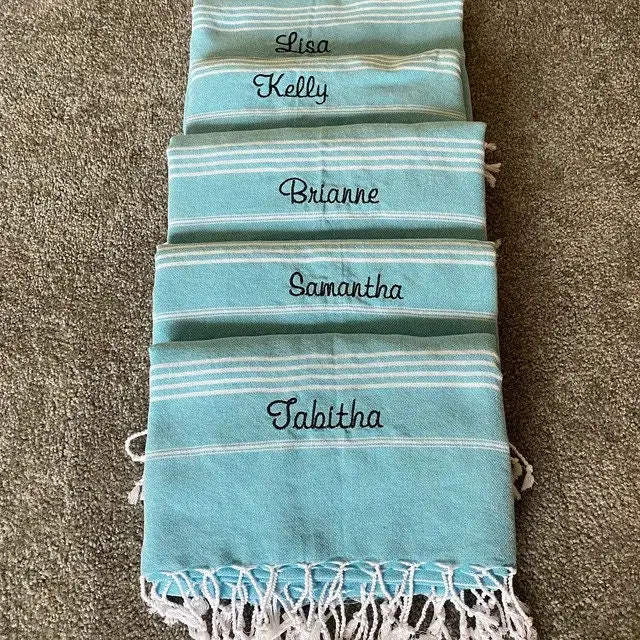Personalized 70x40 Beach Towel Monogrammed Turkish Wedding & Bridal Party Custom Gifts Bachelorette & Beach Bash Accessory