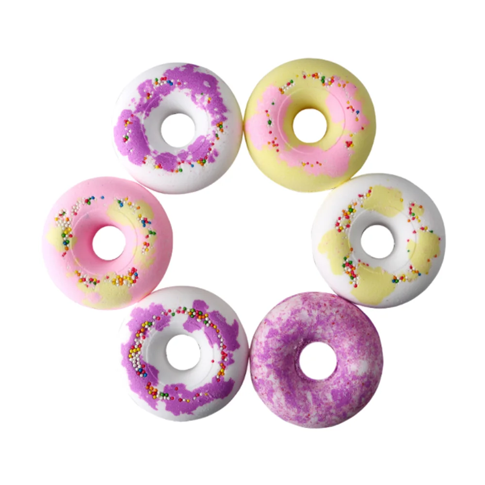 
Private label colorful candy smell donut shape fragrance bath fizzy olive mineral salt bath bombs 