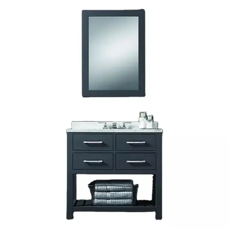 Popular Selling Solid Wood Square Bathroom Cabinet With Washing Basin