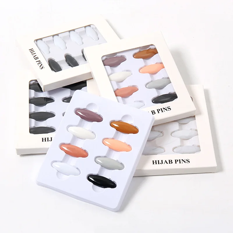 8pcs Plastic Muslim Hijab Pin Scarf Women Brooch Clips Mixed Color Black White Clothing Accessories Wholesale