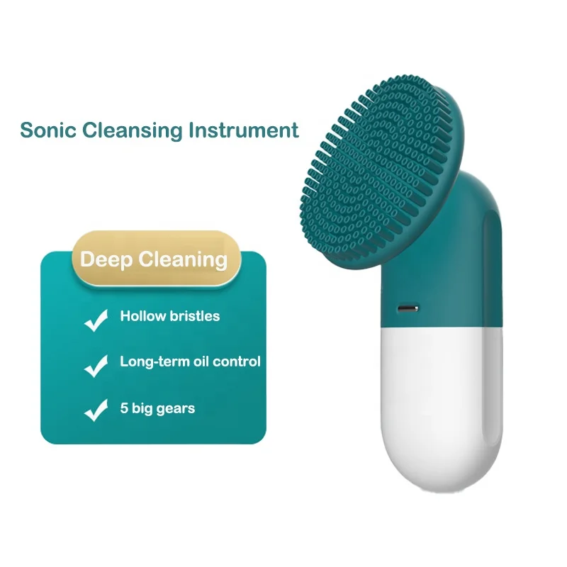 Custom Logo Mini Face Scrubber Soft Wash Facial Cleanser Silicone Korean Facial Rotary  Cleansing Brush