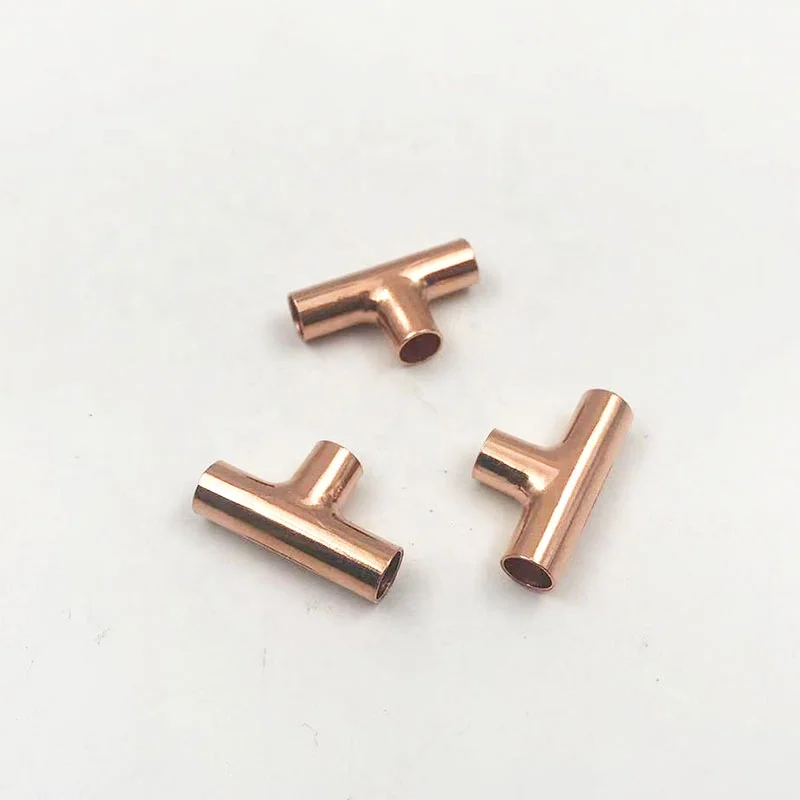 Small Copper Equal Tee 1/4  equal Three Way For Refrigeration Copper Pipe Fitting