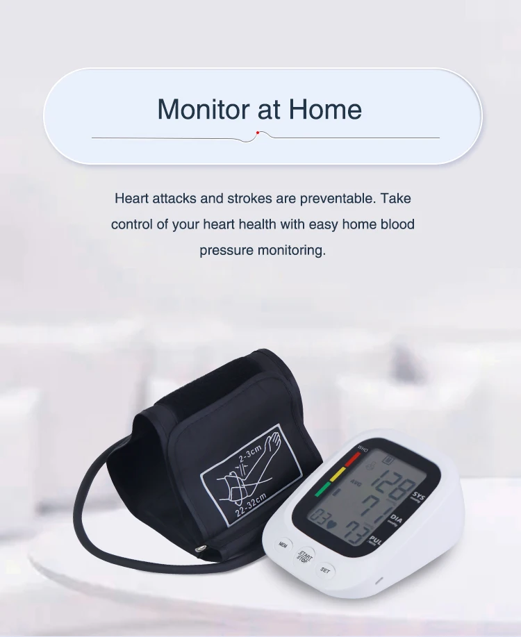 Large LCD Factory Yonker Automatic Digital Smart sphygmomanometer meter Upper Arm blood pressure bp monitor