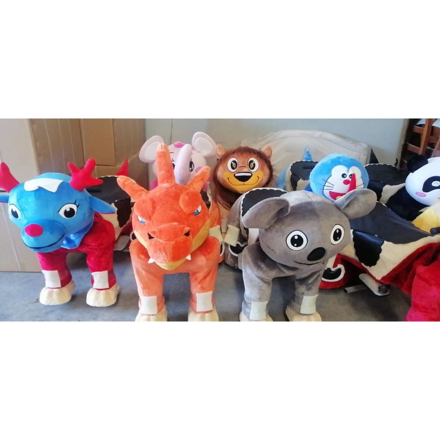 Coin-Operated Indoor Electric Animal Ride-On Toy Plush Cartoon Character Horse Riding