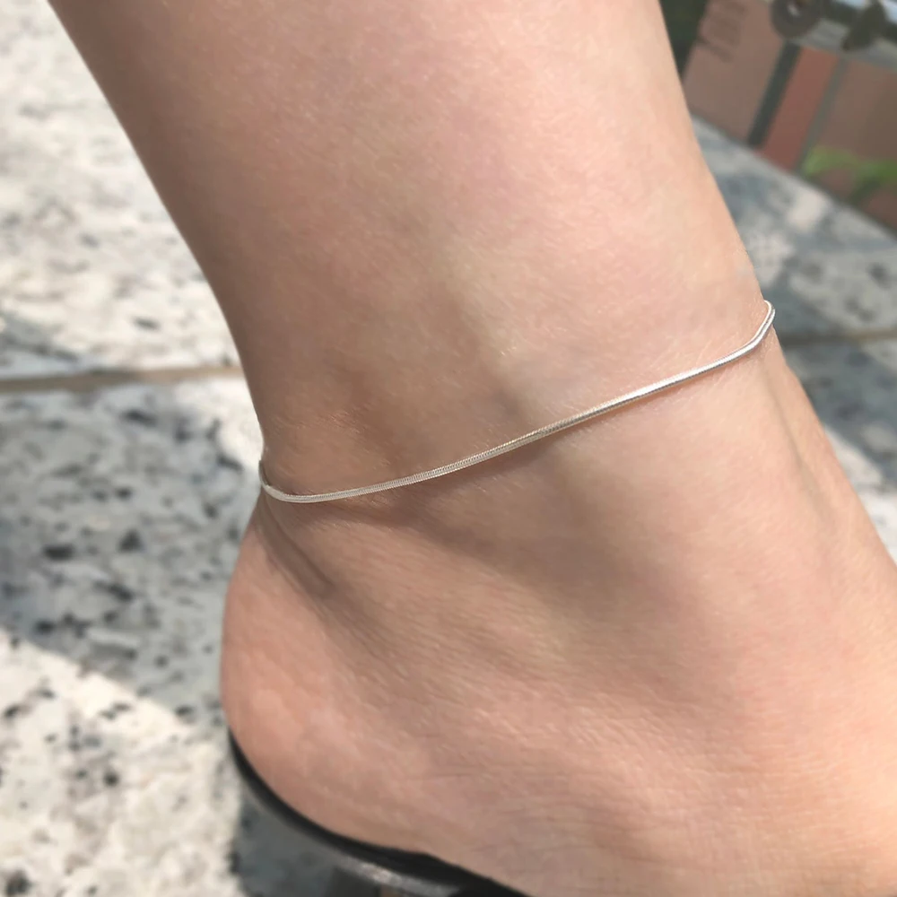 Custom Jewelry Women Dainty Gold  Adjustable Round Chain Snake Anklet Titanium Stainless Steel