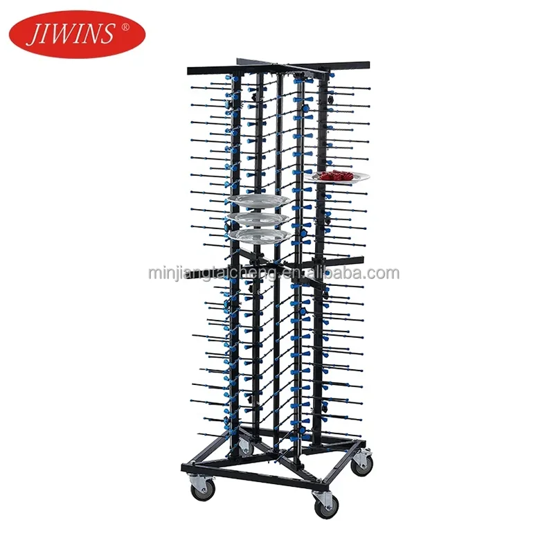 Commercial movable plate rack Jiwins floor standing plate rack kitchen organizer restaurant kitchen plate rack