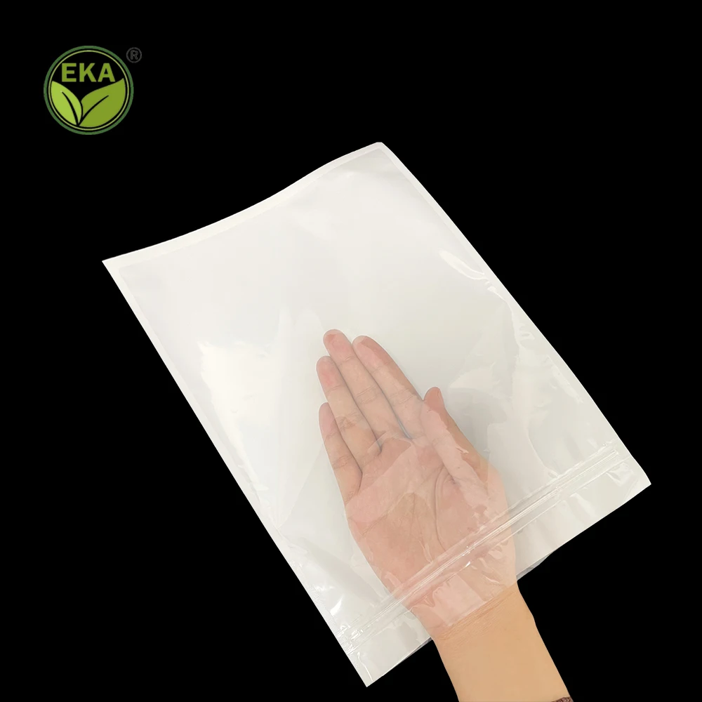Eco Biodegradable Disposable Grip Seal T-Shirt Sleeve Skirt Underwear Clear Clothing Packaging White Kraft Paper Plastic Bag