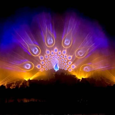 Water Screen and Projector Fountain for Garden Lake or Pool Water Mapping Projection Water curtain with projection animation