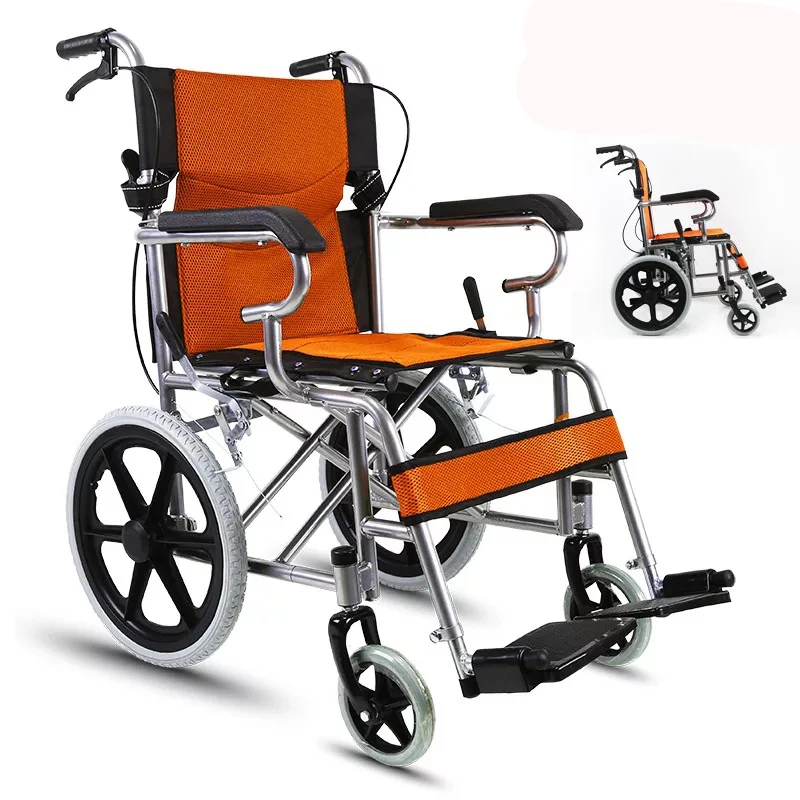 High Quality Customizable Handle Foldable Manual Wheelchair with 16 Inch Small Wheels Portable Rehabilitation Equipment
