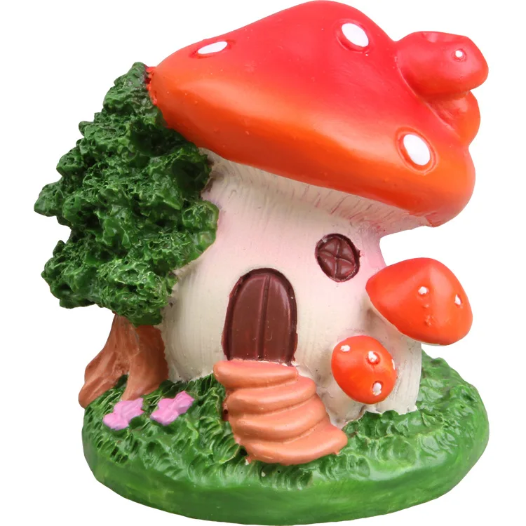 DIY Micro Landscape Colorful Mushroom House Ornament Resin Garden Miniature Statue For Patio Yard Decorations