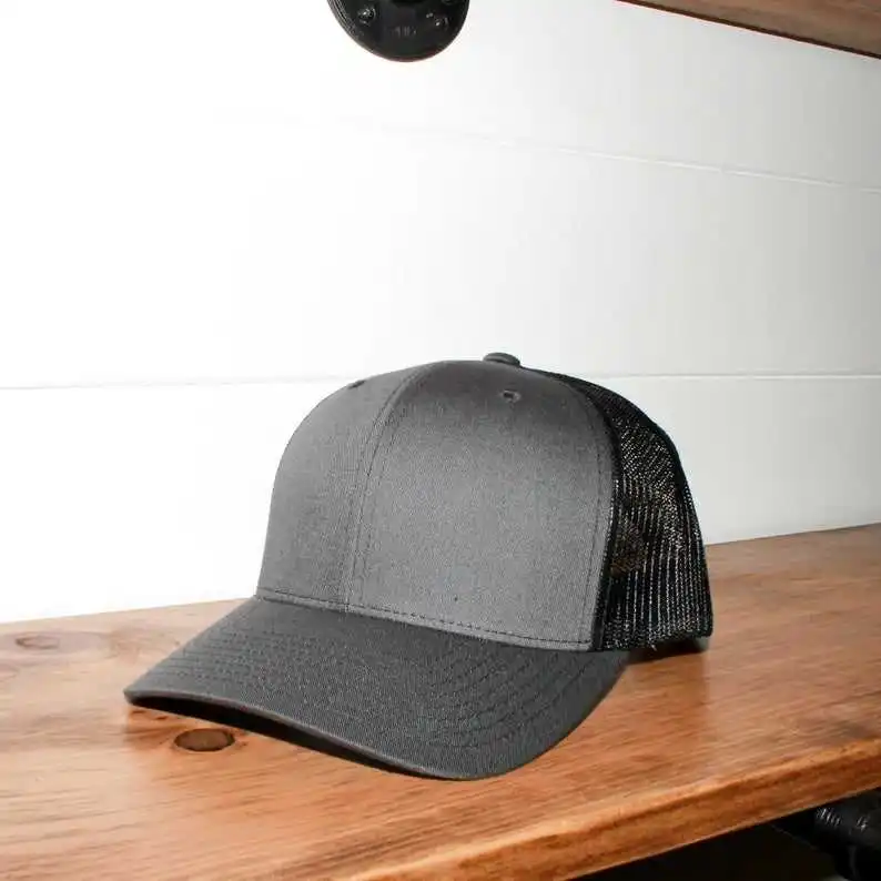 Vietnam Low Moq Golf Dad Trucker Custom Patch Snapback Mesh Sports Baseball Cap 6 Panel Plain Solid Grey Foam Adult Headwear Hat
