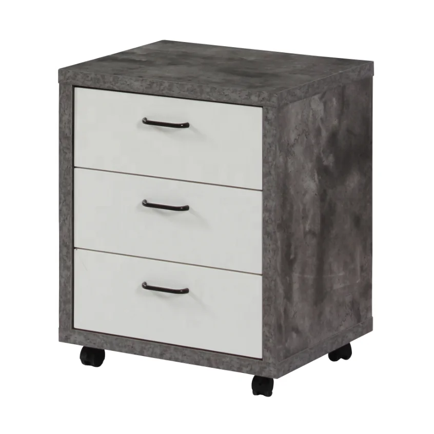 Hot selling wooden mobil filing storage cabinet moveable 3 drawer cabinet