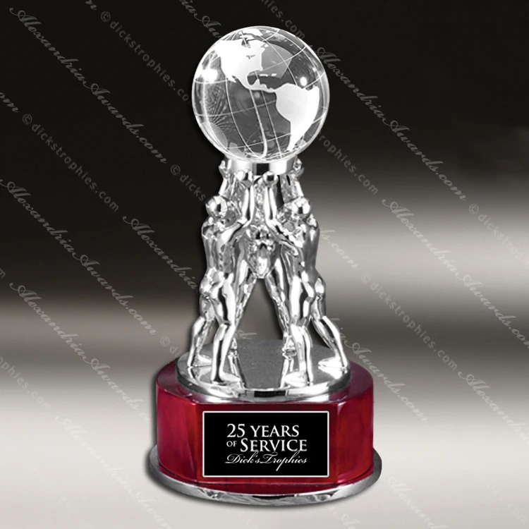 Football Soccer Match Crystal Ball Round Wood Base Trophies Awards