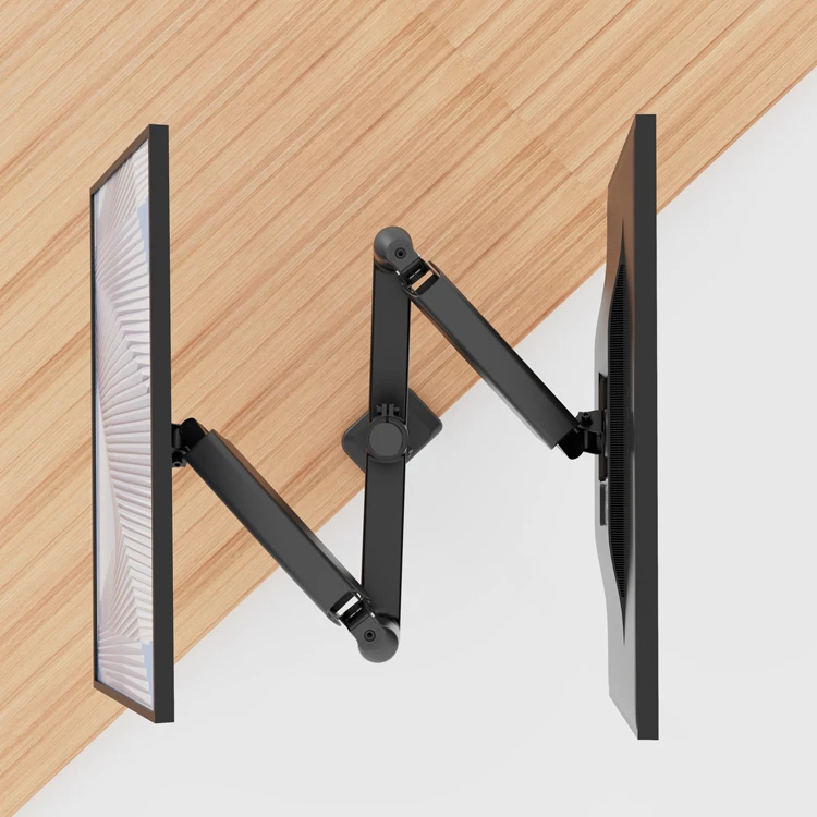 AUKI Dual Monitor Stand Dual Arm  With Pole Fits 32 Inch  Vesa Arm Gas Spring Monitor Arm