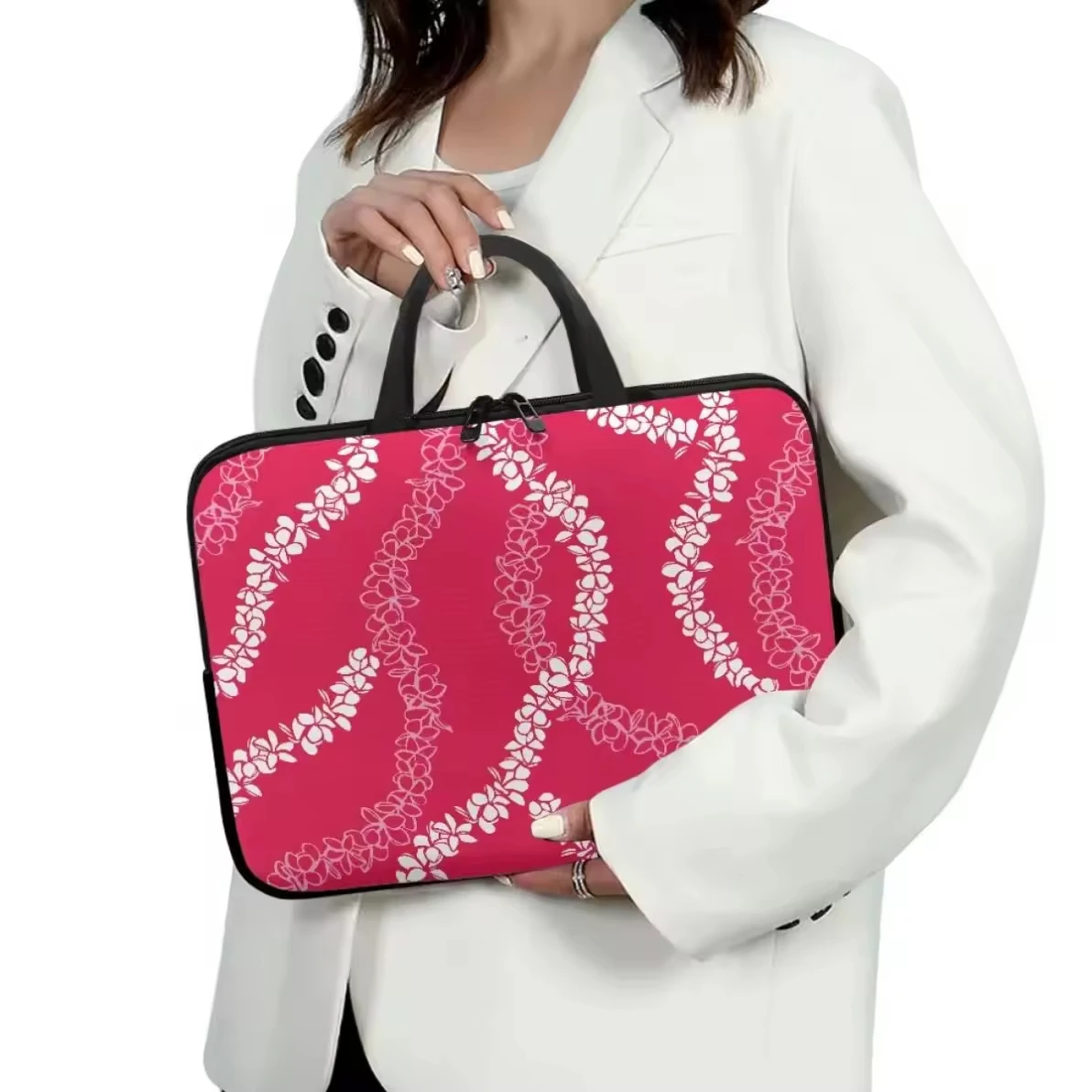 Cheap Woman Handbags Multi Size Neoprene Laptop Bag Customized Puakenikeni Lei Lavender Printed Laptop Bag Handbag