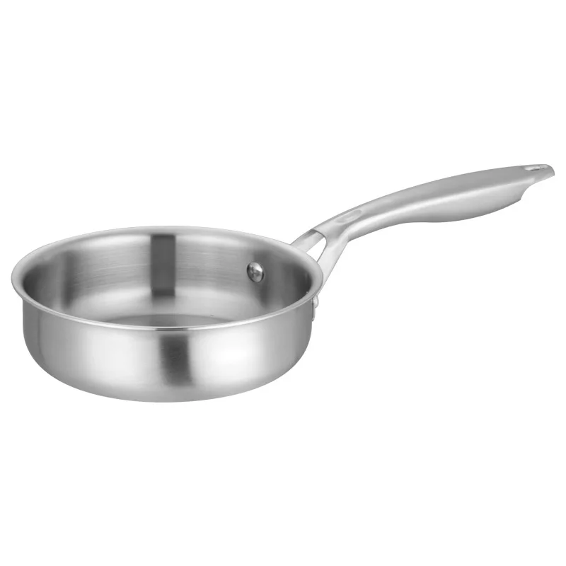 High Quality Noble type Non Coating 3-ply Skilet polishing nonstick Triply Stainless Steel Frying Pan Wok Saute Pan