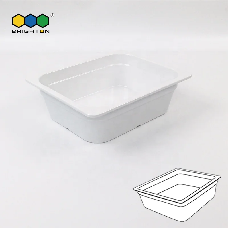 
100% melamine 1/2 100mm GN Pan dishwasher safe and anti-stain retangular white gn trays for buffet and cruise ships 