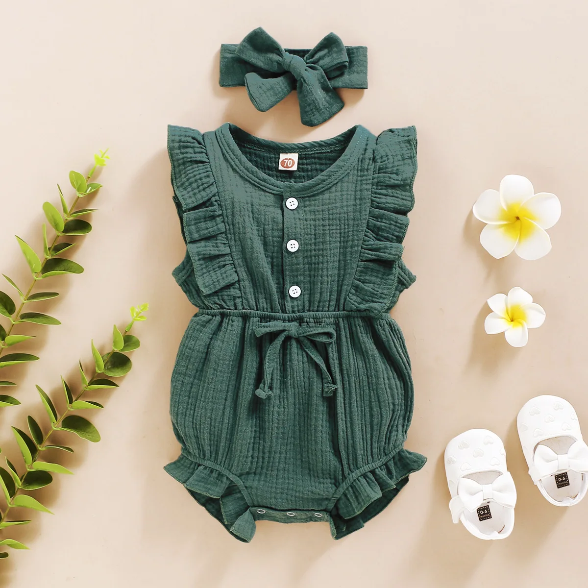 BKD 2021 lovely girls bow headband with dress romper new born baby girl set beby cloths