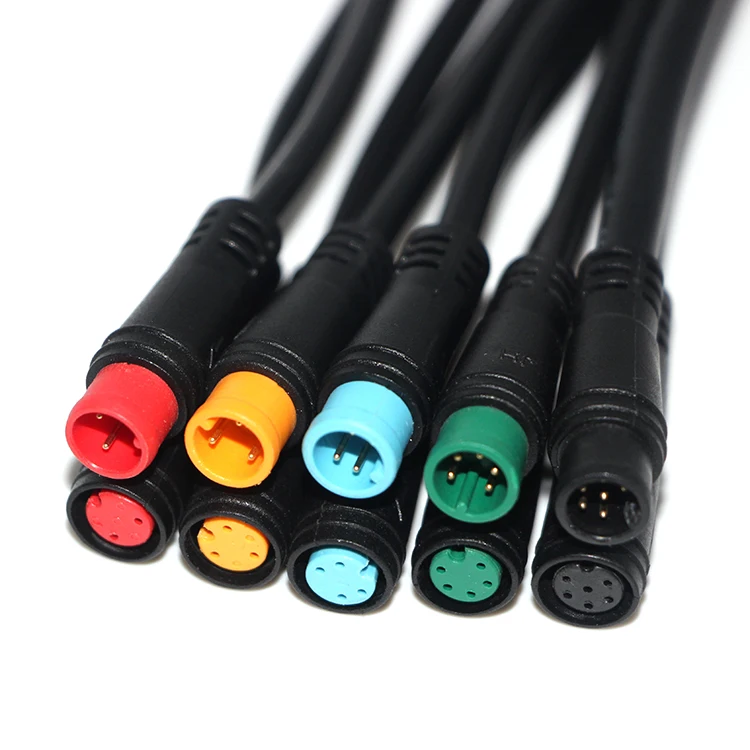M8 Waterproof Ebike Battery Connector Cable 2pin 3Pin 4pin 5pin 6pin Male Female Waterproof Connector Wire