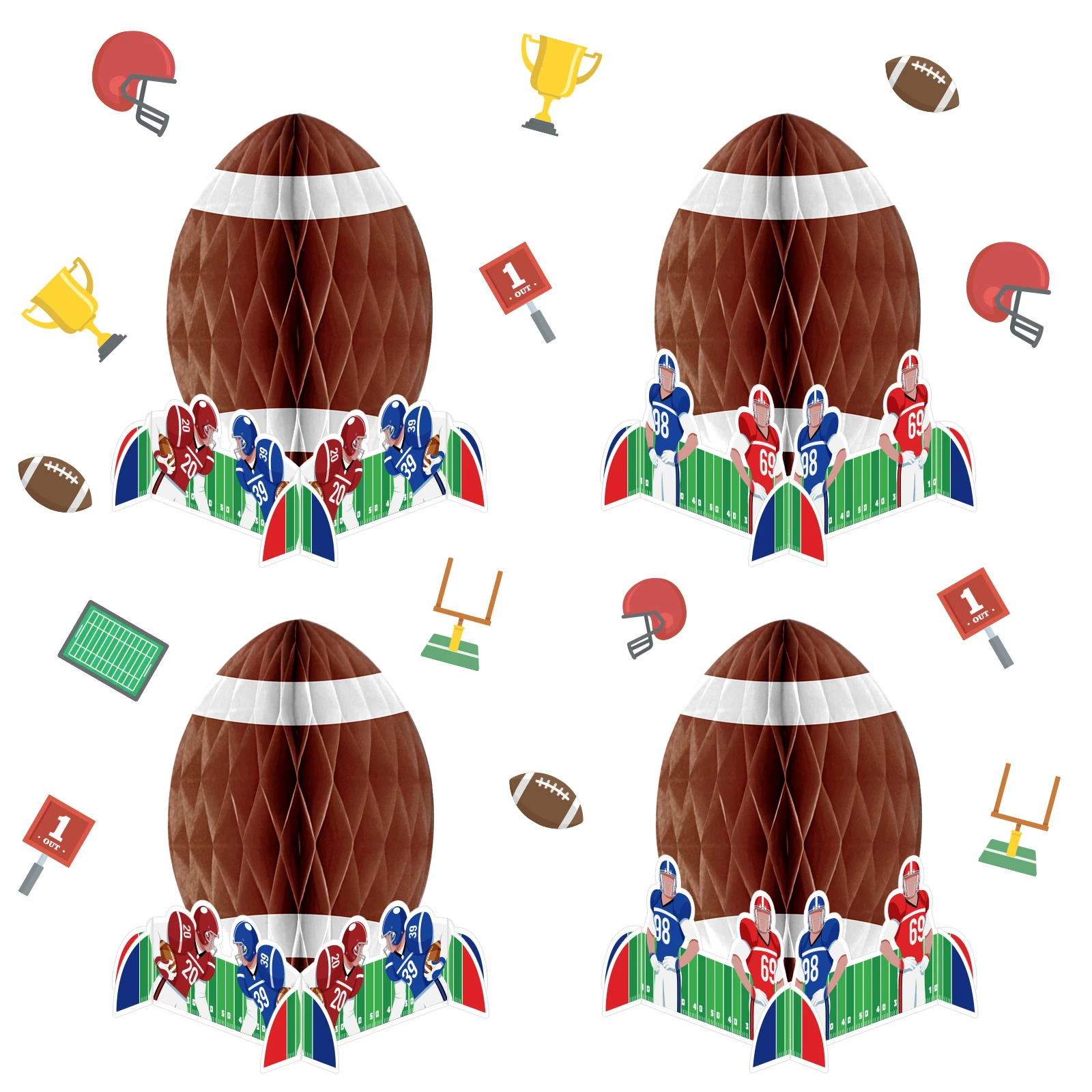 Football Party Decorations Table Centerpiece Silhouette Centerpieces Football Honeycomb Centerpieces