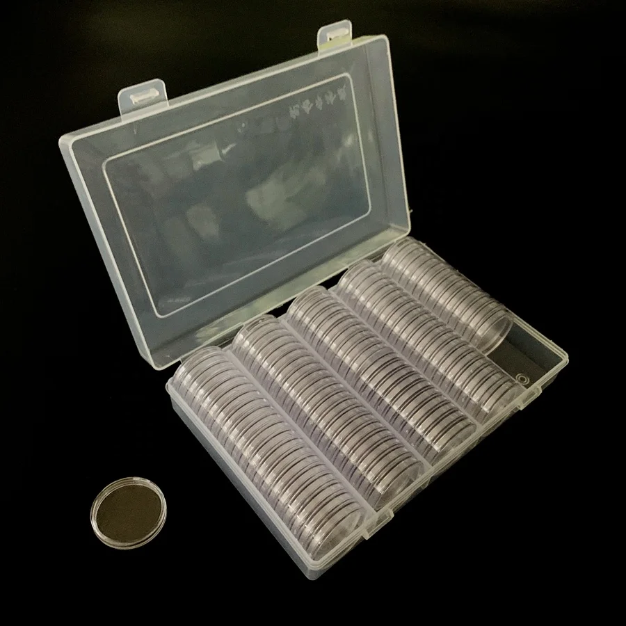 Collection protection box professional for COINS pccb plastic coin holder with 100  coin capsules   Universal size