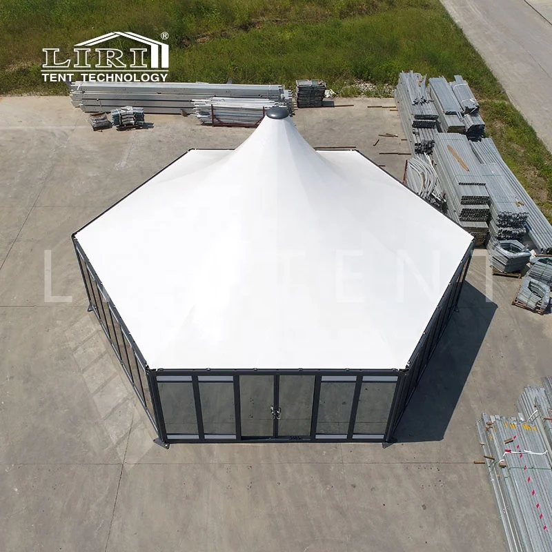 Factory Direct Sell Modular Square Hexagon Activation Spaces Tent with Glass Walls