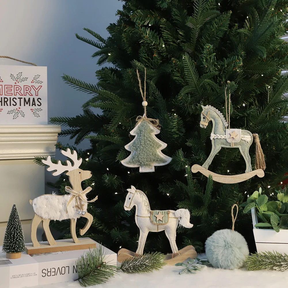 New Year Gifts Xmas Tree Ornaments Merry Christmas Wooden Reindeer Christmas Decorations