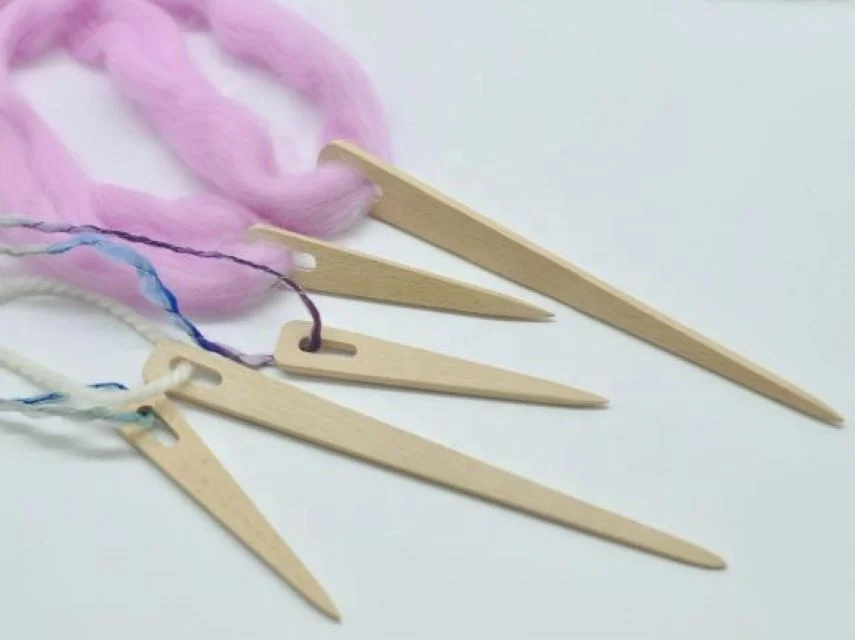 Hand Crafted Wooden Weaving Needles with Big Eye 11cm 20cm Long Total 5 Pcs