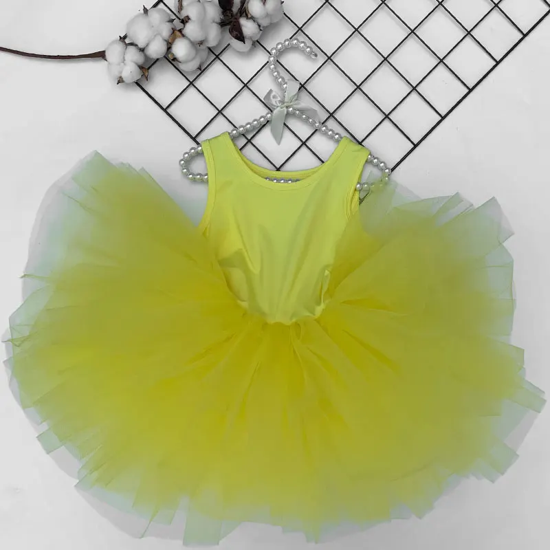 Fancy kids girl ballet tulle princess tutu sleeveless dance dress