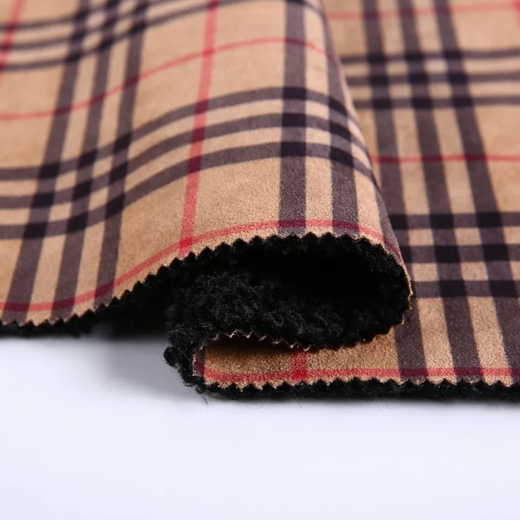 100% полиэстер композитная клетчатая замшевая ткань клетчатый
