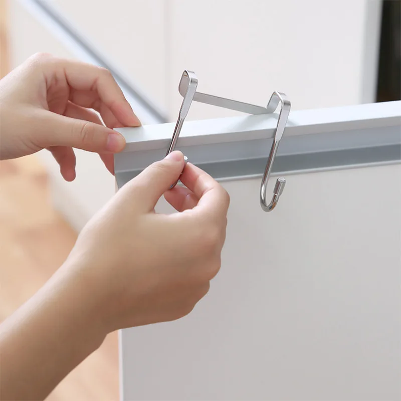 Chromeplate metal over the door double hanger hooks for sundries multifunctional Nail-free door back coat hook