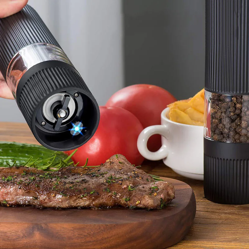 Amazon Hot Sale Salt Pepper Spice Mill Stainless Steel Gravity Automatic Rechargeable Electric Pepper Grinder