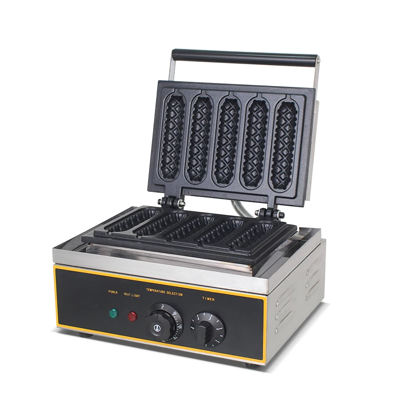 Hot selling snake machine 220V 5 parts waffle dogs even heat commercial waffle stick machine with stainless steel