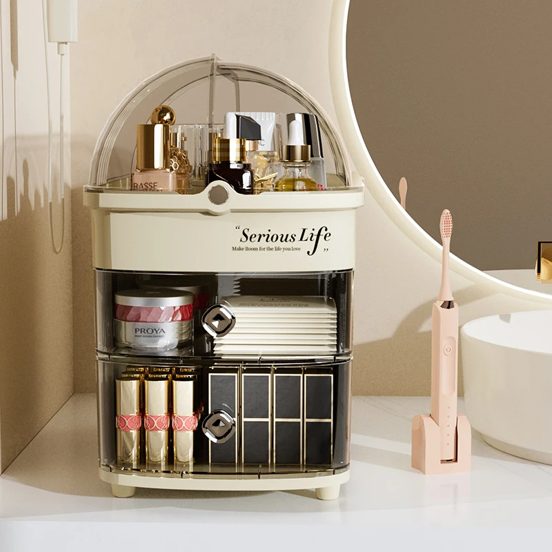 Bathroom Vanity Makeup Organizer Clear Drawer Big Cosmetics Storage Box for Women Plastic Make Up Skincare Display Case