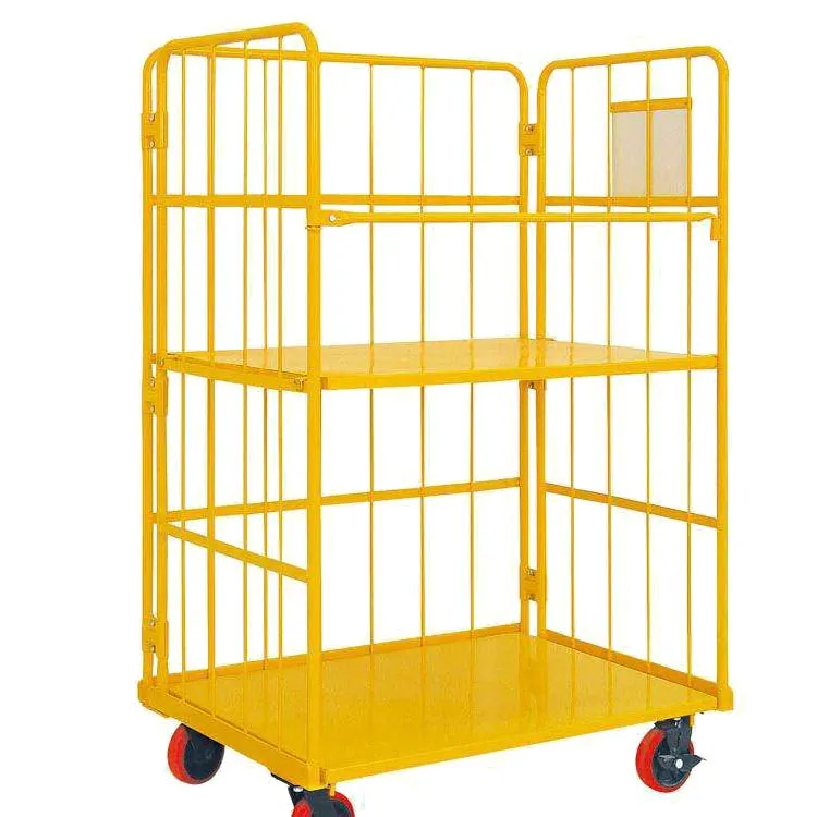 Transportation Custom 4 Wheel Collapsible Industrial Warehouse Heavy Duty Steel Mobile Logistics Cart Trolley