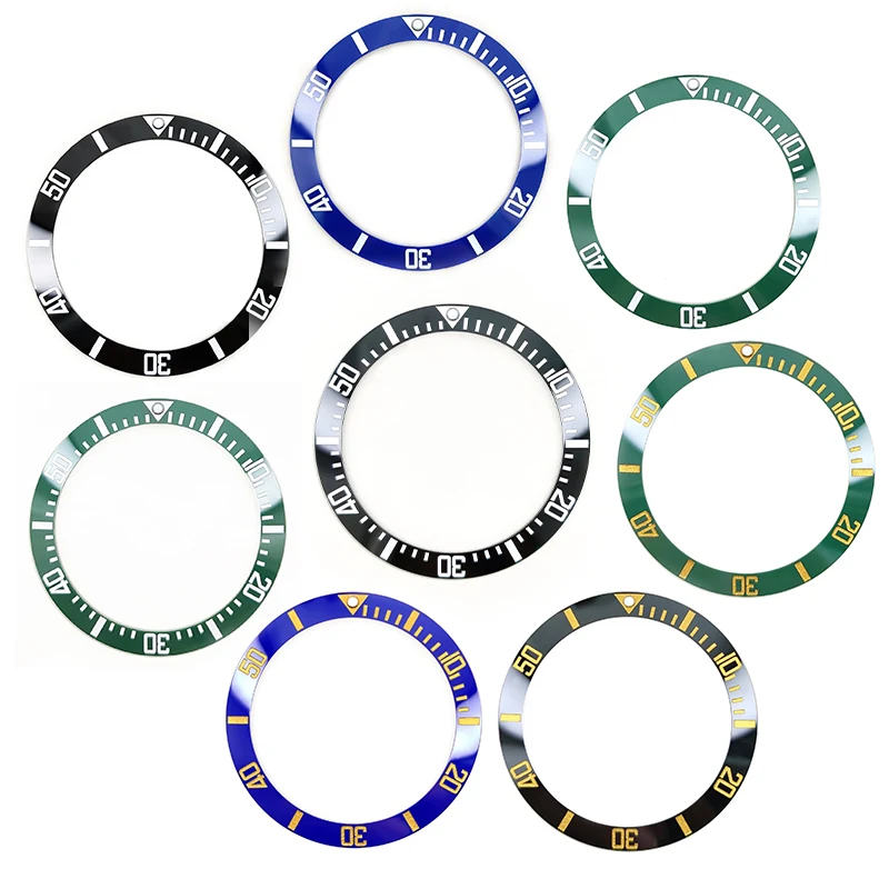 Sloped Ceramic Bezel Insert 41*32.8mm Green Luminous Pip at 12 For MDV-106 Swordfish Watch Case Black Watch Part Replacement