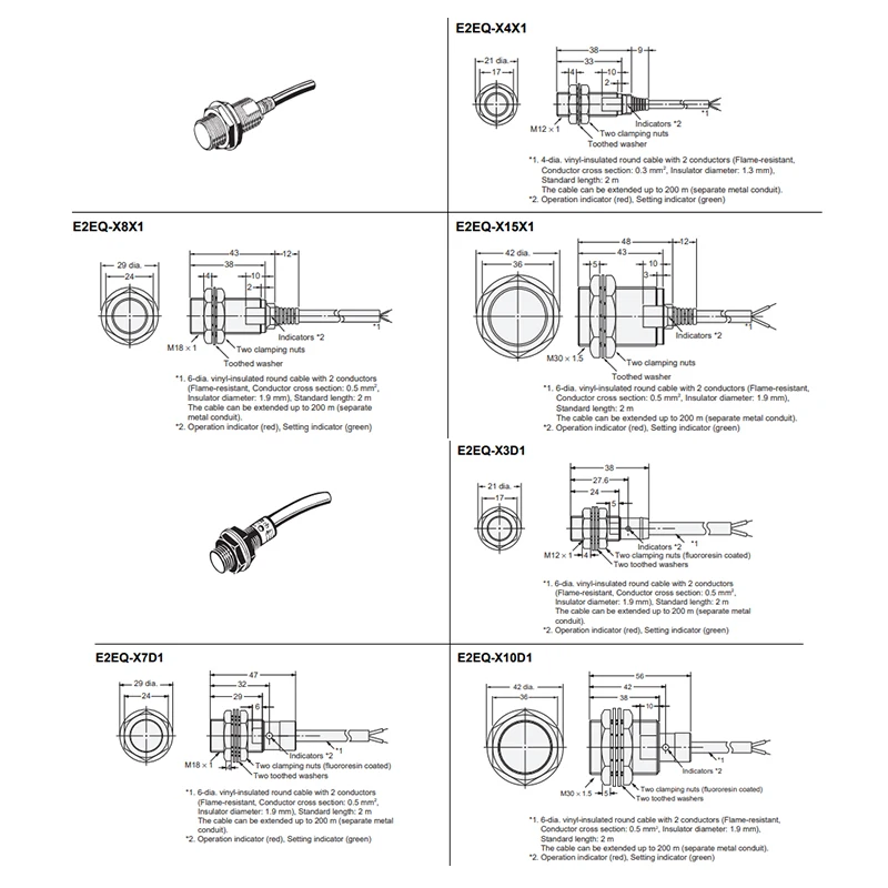 E2EQ-X4X1 Inductive proximity Sensor switch M12 M18 M30 E2EQ-X8X1 E2EQ-X15X1 E2EQ-X3D1 E2EQ-X7D1 E2EQ-X10D1 -M1TJ0.3M